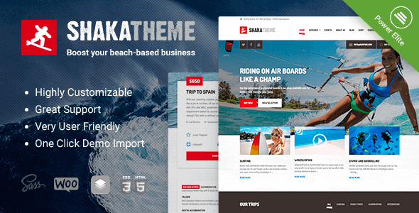 Shaka - A beach business WordPress theme for water sport and activity schools