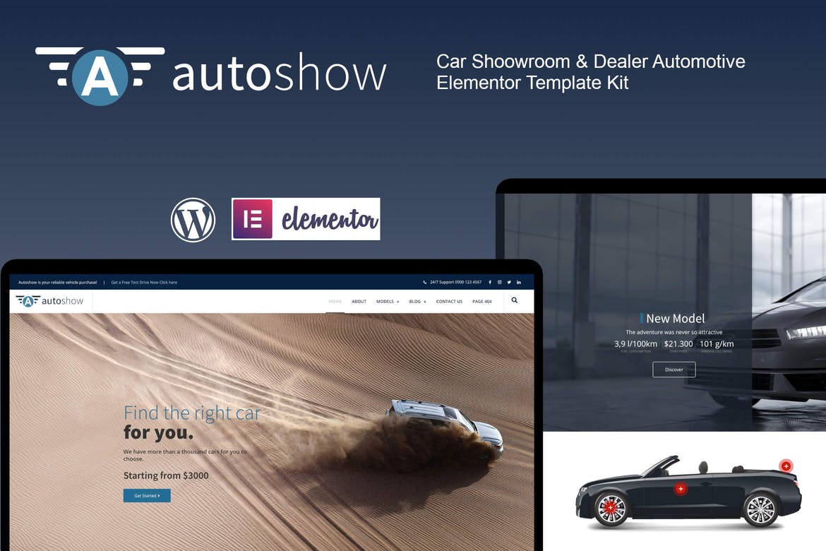 AutoShow - Car Shoowroom - Dealer Elementor Template Kit