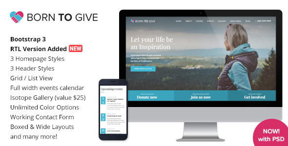 Born To Give Charity Crowdfunding WP Theme