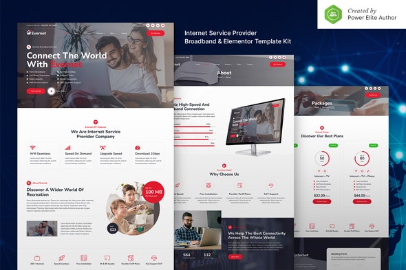 Evernet - Broadband - Internet Service Provider Elementor Template Kit
