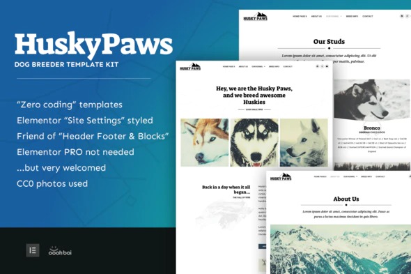 HuskyPaws - Dog Breeder Elementor Template Kit