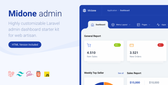 Midone React Admin Dashboard Template + HTML Version