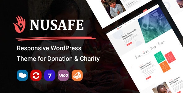 Nusafe Responsive WordPress Theme for Donation - Charity