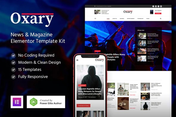 Oxary - News - Magazine Elementor Template Kit