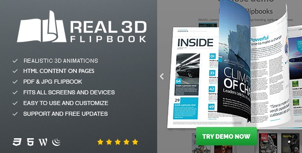 Real3D FlipBook WordPress Plugin + All Addons Pack