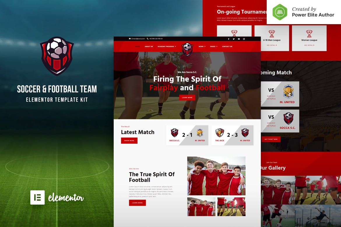 Socca - Football Team - Sports Club Elementor Template Kit