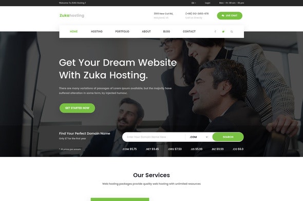 Zukahost - Domain - Web Hosting Template Kit