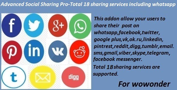 Advanced Social Sharing Pro For WoWonder