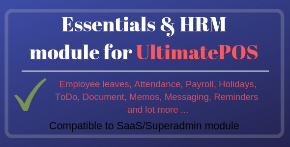 Essentials - HRM (Human resource management) Module for UltimatePOS