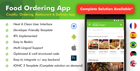 Food Delivery App | Food Ordering App | Android + iOS App Template | Apps | Multi Restro Cookfu (IONIC)