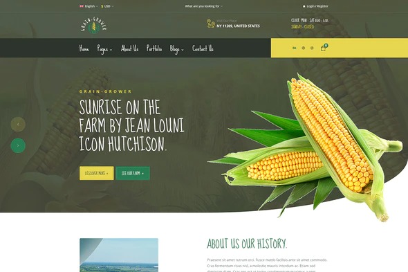 Grain Grower - Agriculture Farm - Farmers Elementor Template Kit