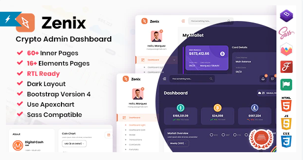 Zenix - Crypto Bootstrap Admin Dashboard