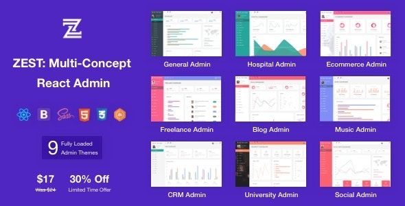 Zest - Multi-Concept React Admin Template