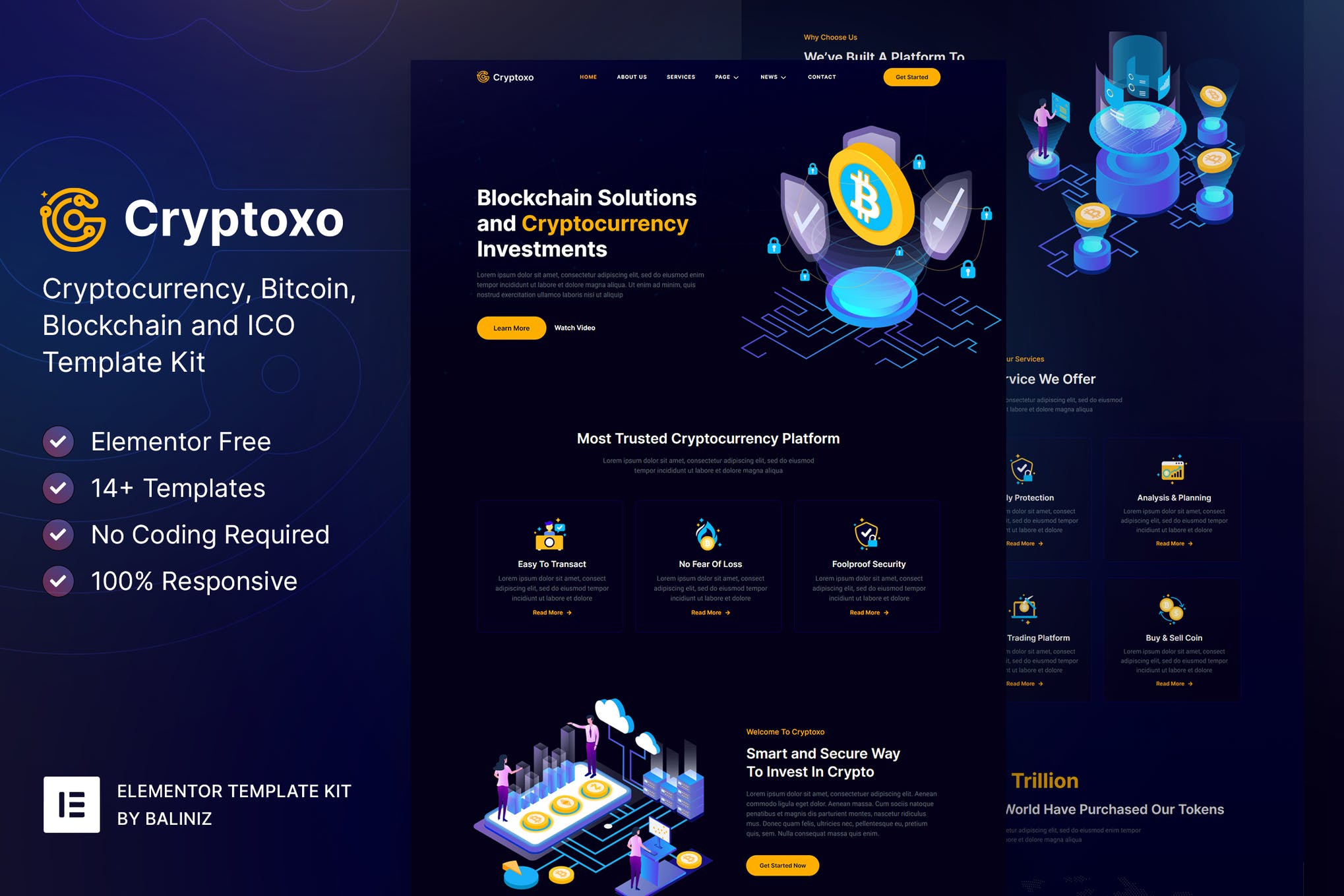 Cryptoxo - Cryptocurrency Blockchain - Bitcoin Elementor Template Kit