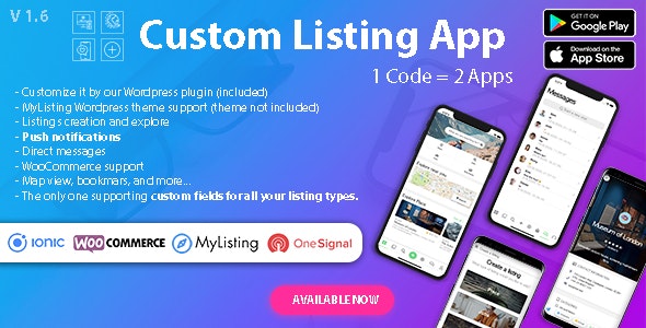 Custom Listing App - Directory Android and iOS mobile app with Ionic for MyListing ListingPro
