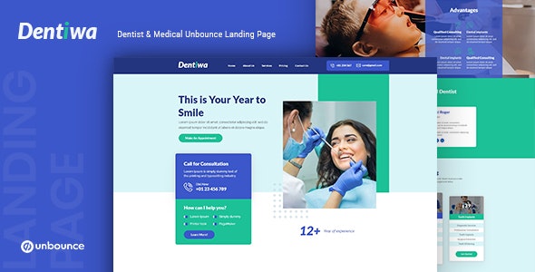 Dentiwa - Dentist - Medical Unbounce Landing Page Template