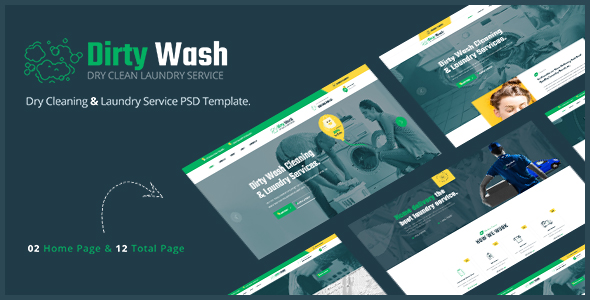 DirtyWash - Dry Cleaning - Laundry Service Elementor Template Kit