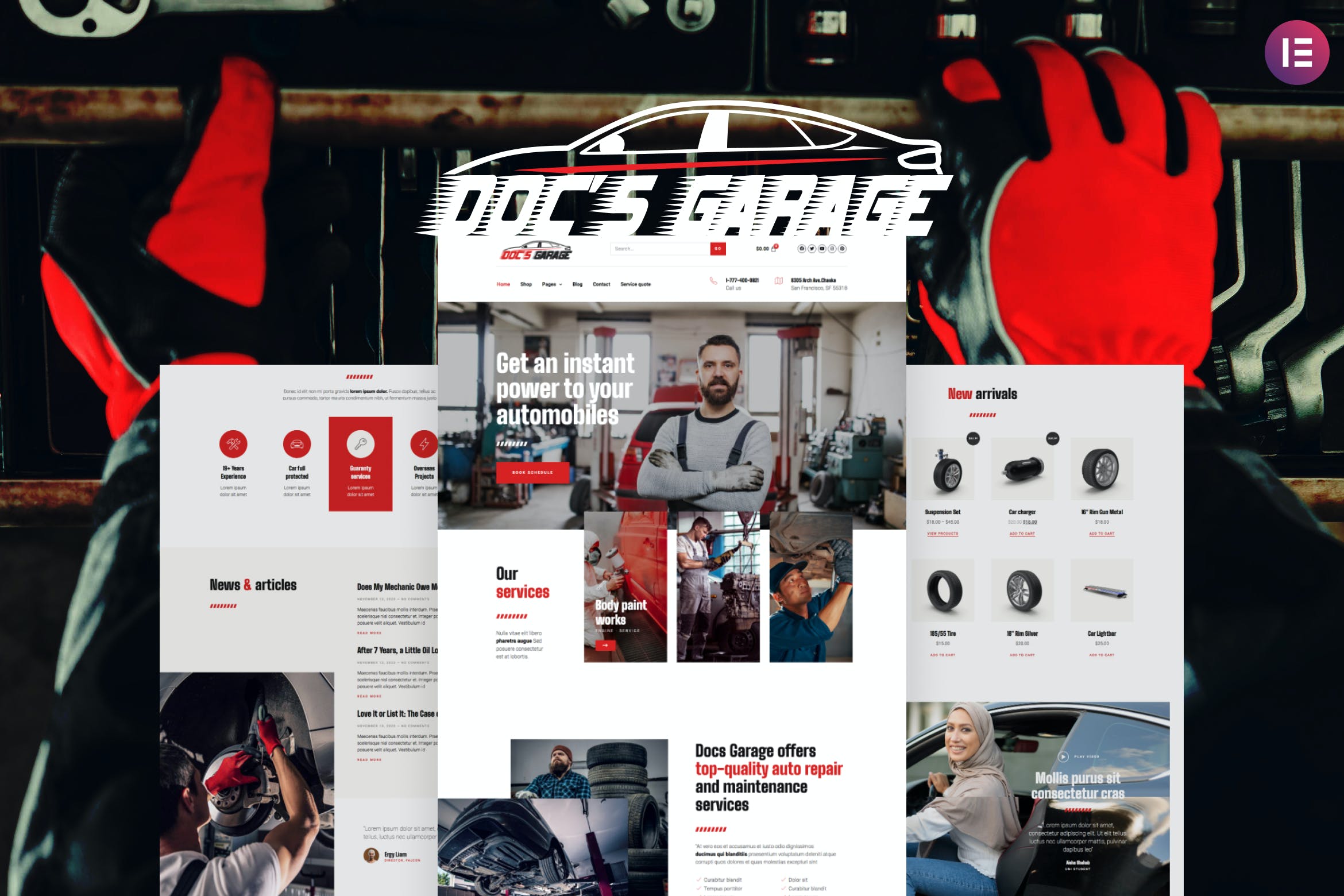 Doc-s Garage - Car Repair Services Elementor Template kit