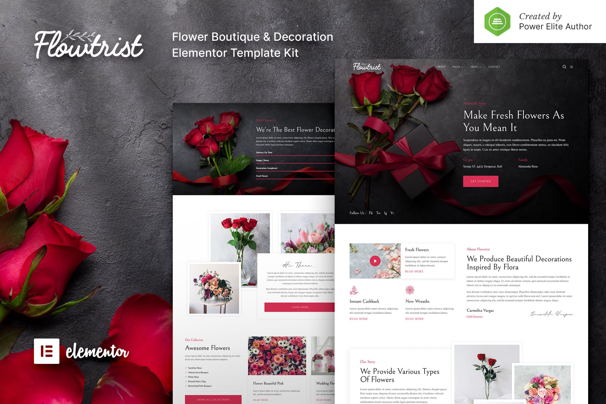 Flowtrist - Flower Boutique - Florist Elementor Template Kit