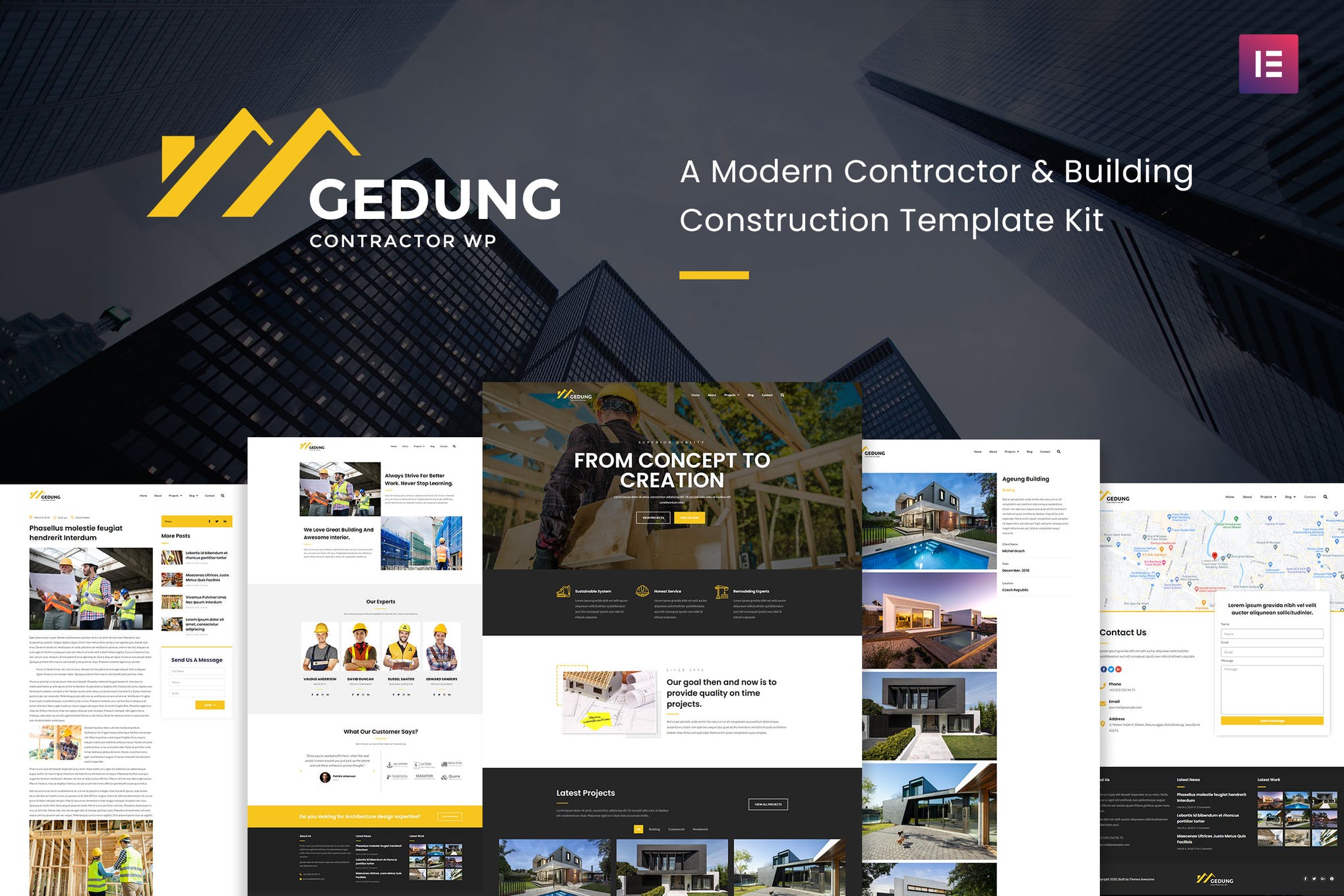 Gedung - Contractor - Building Construction Elementor Template Kit