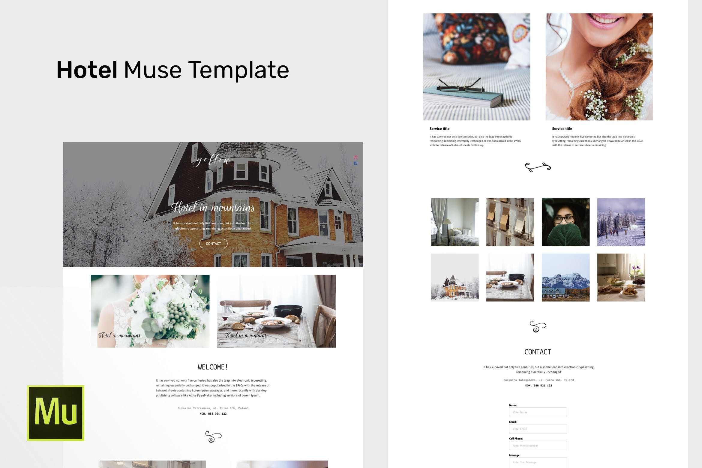 Hotel - Adobe Muse CC Responsive Template + Animations - Gallery Widget