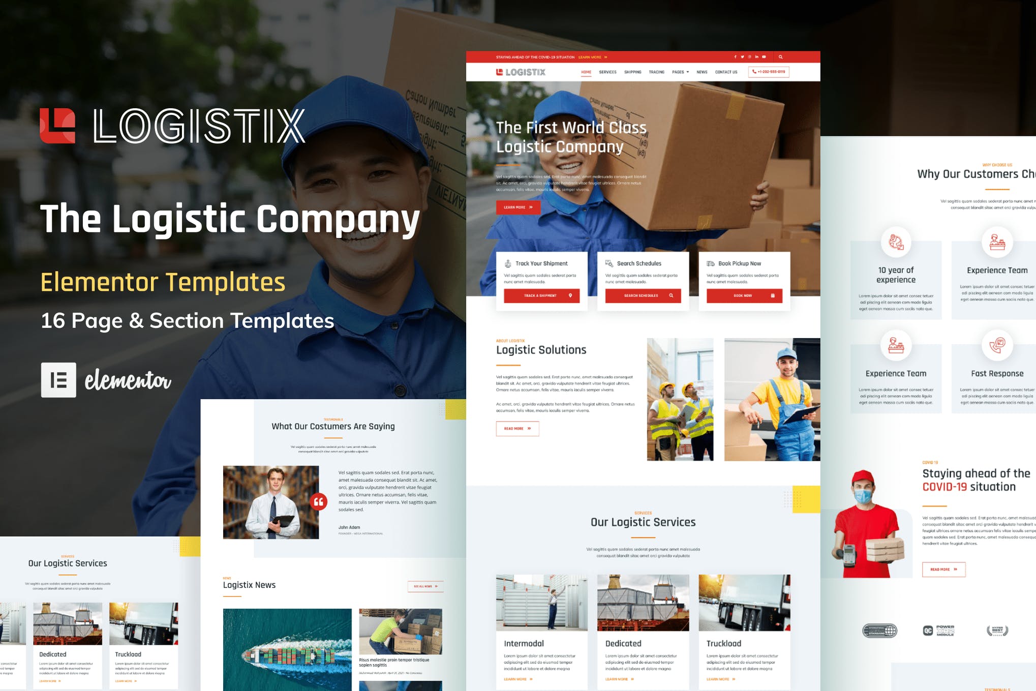 Logistix - Transportation Courier - Logistic Company Elementor Template Kit