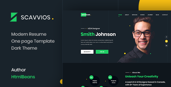 Scavvios | One Page Parallax HTML Template