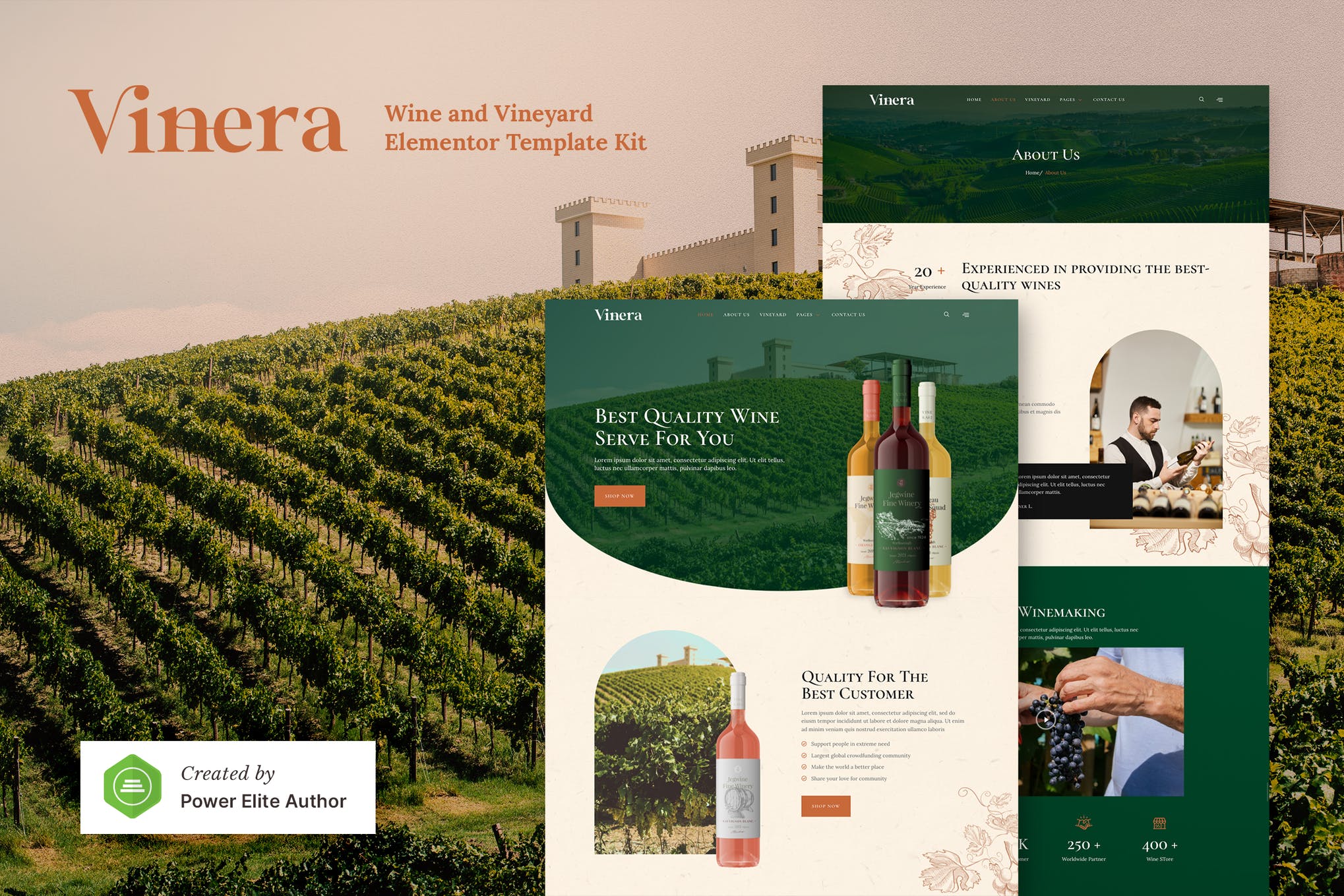 Vinera - Wine - Vineyard Elementor Template Kit