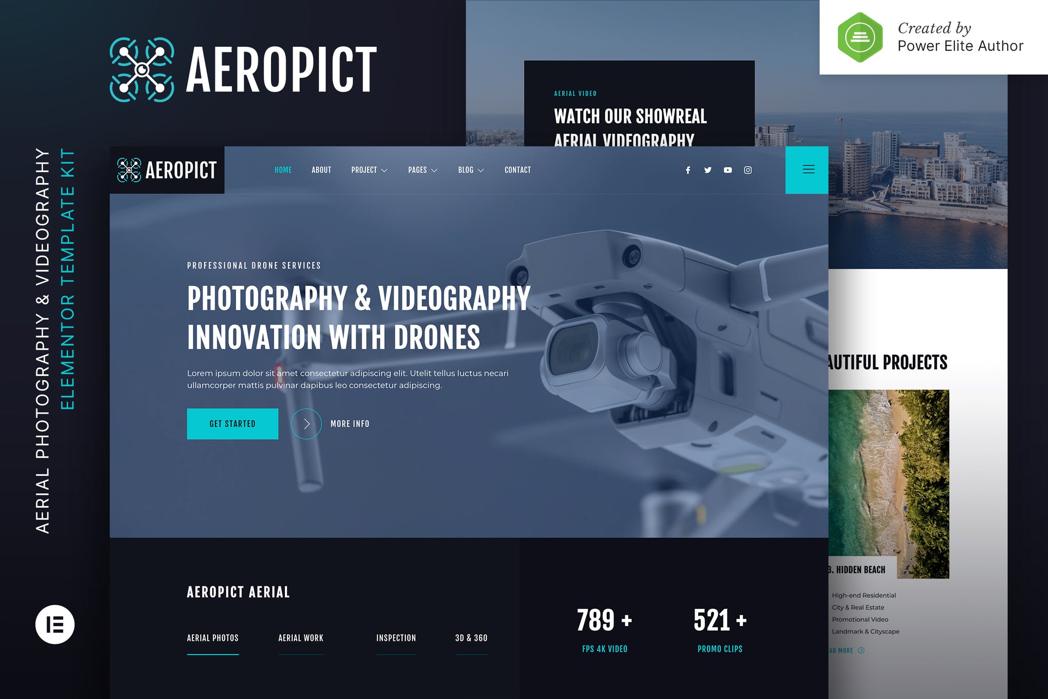 Aeropict - Drone Aerial Photography - Videography Elementor Template Kit