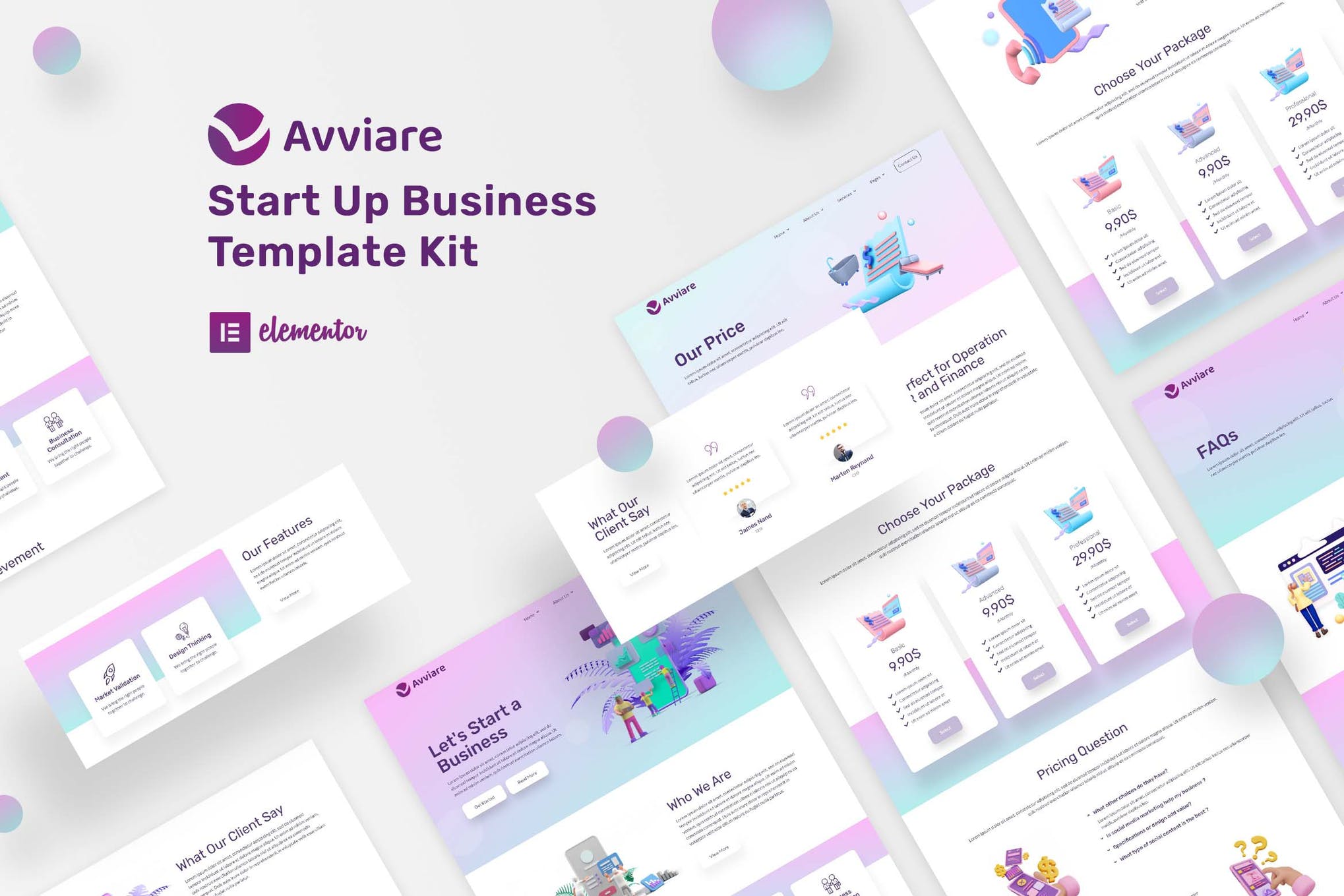 Avviare Start Up Business Elementor Template Kit