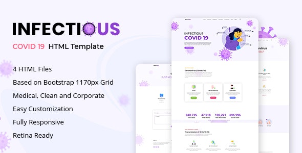 Infectious - Coronavirus (COVID-19) Medical HTML Template