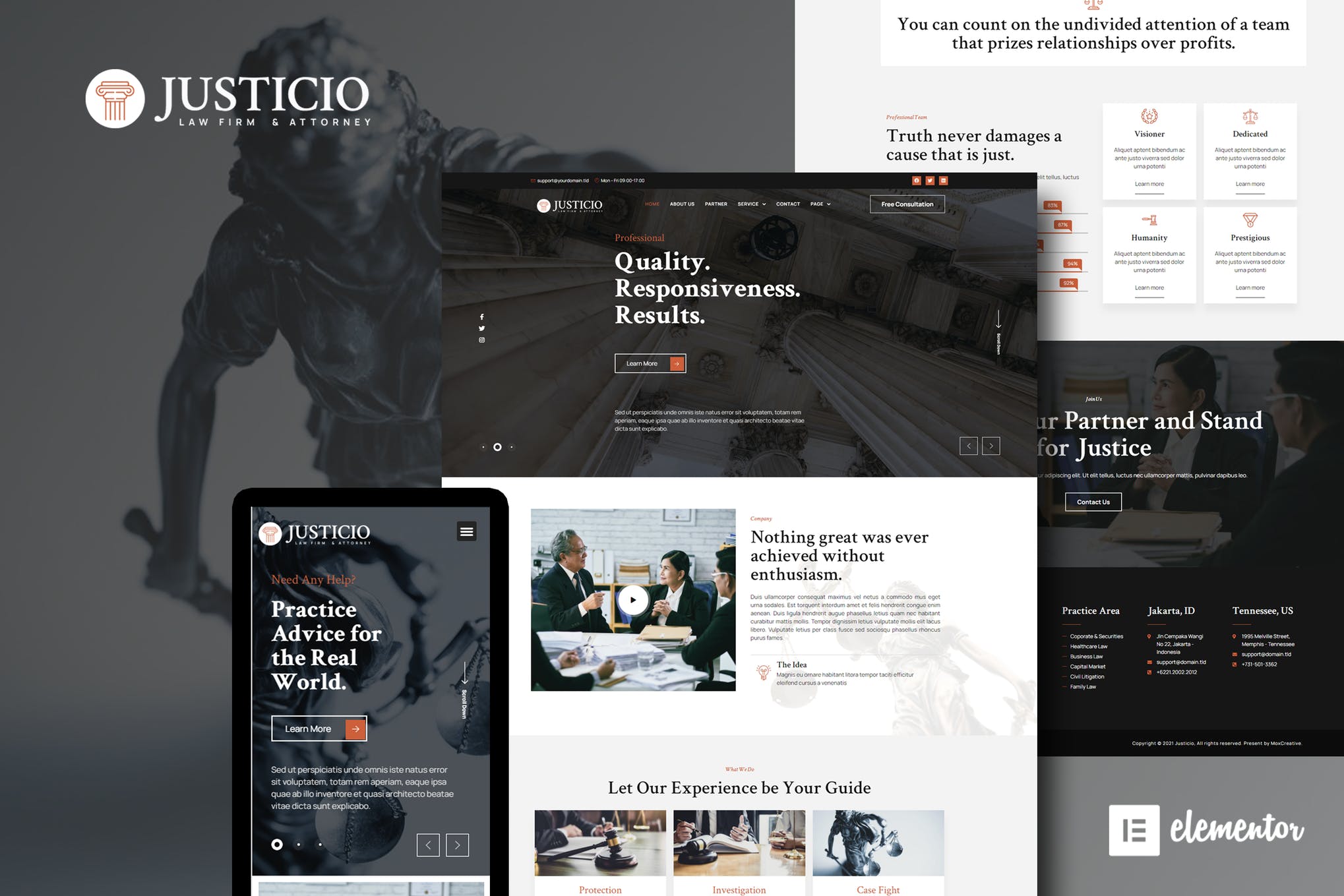 Justicio - Law Firm - Attorney Elementor Template Kit