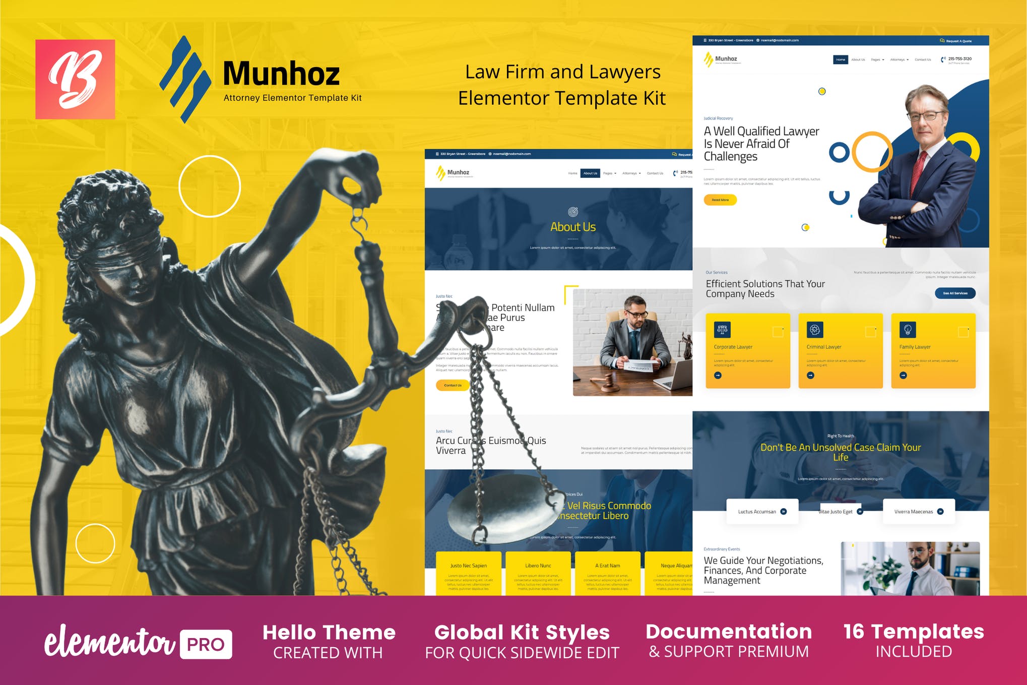 Munhoz - Law Firm - Attorneys Elementor Template Kit