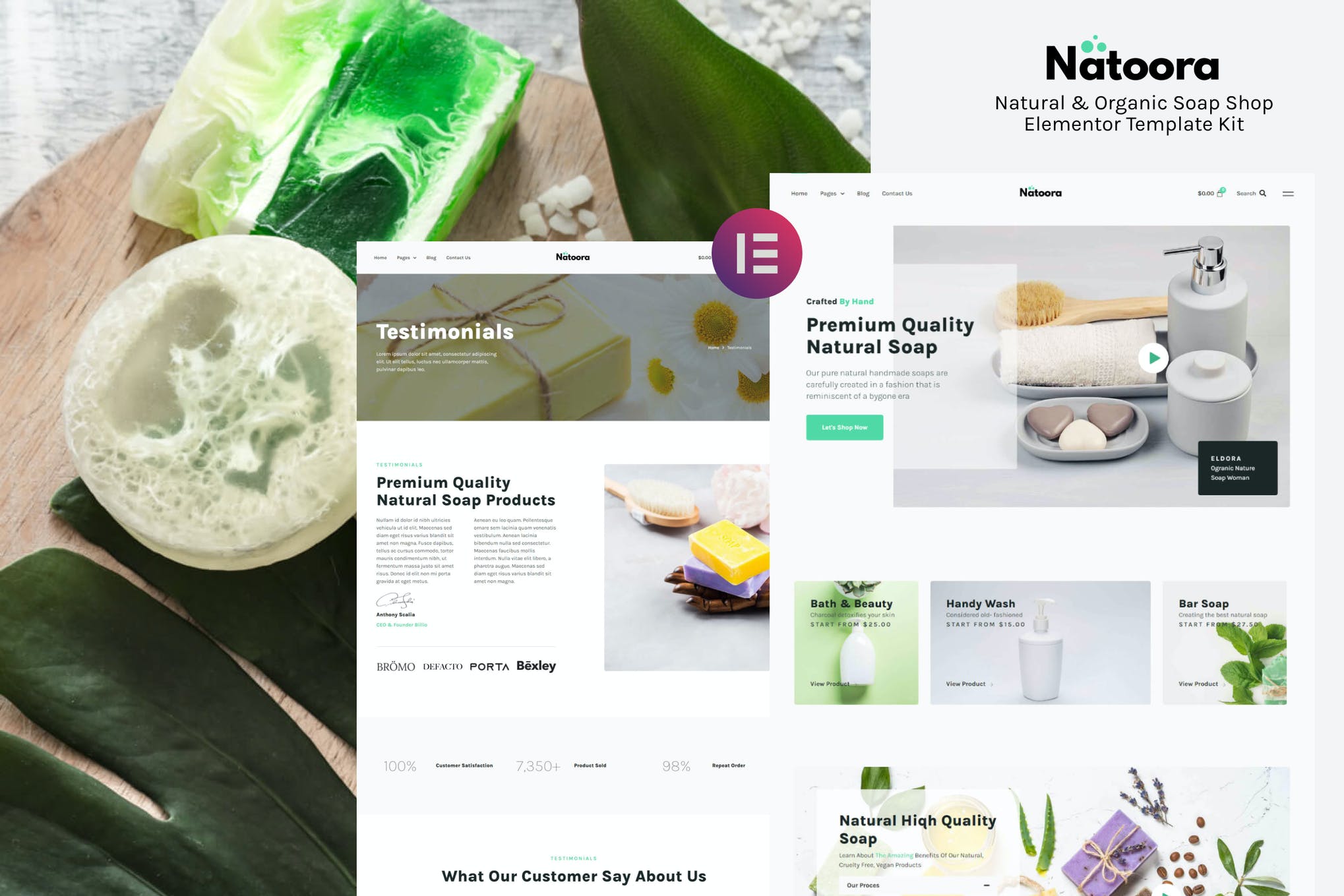 Natoora - Natural - Organic Soap Shop Elementor Template Kit