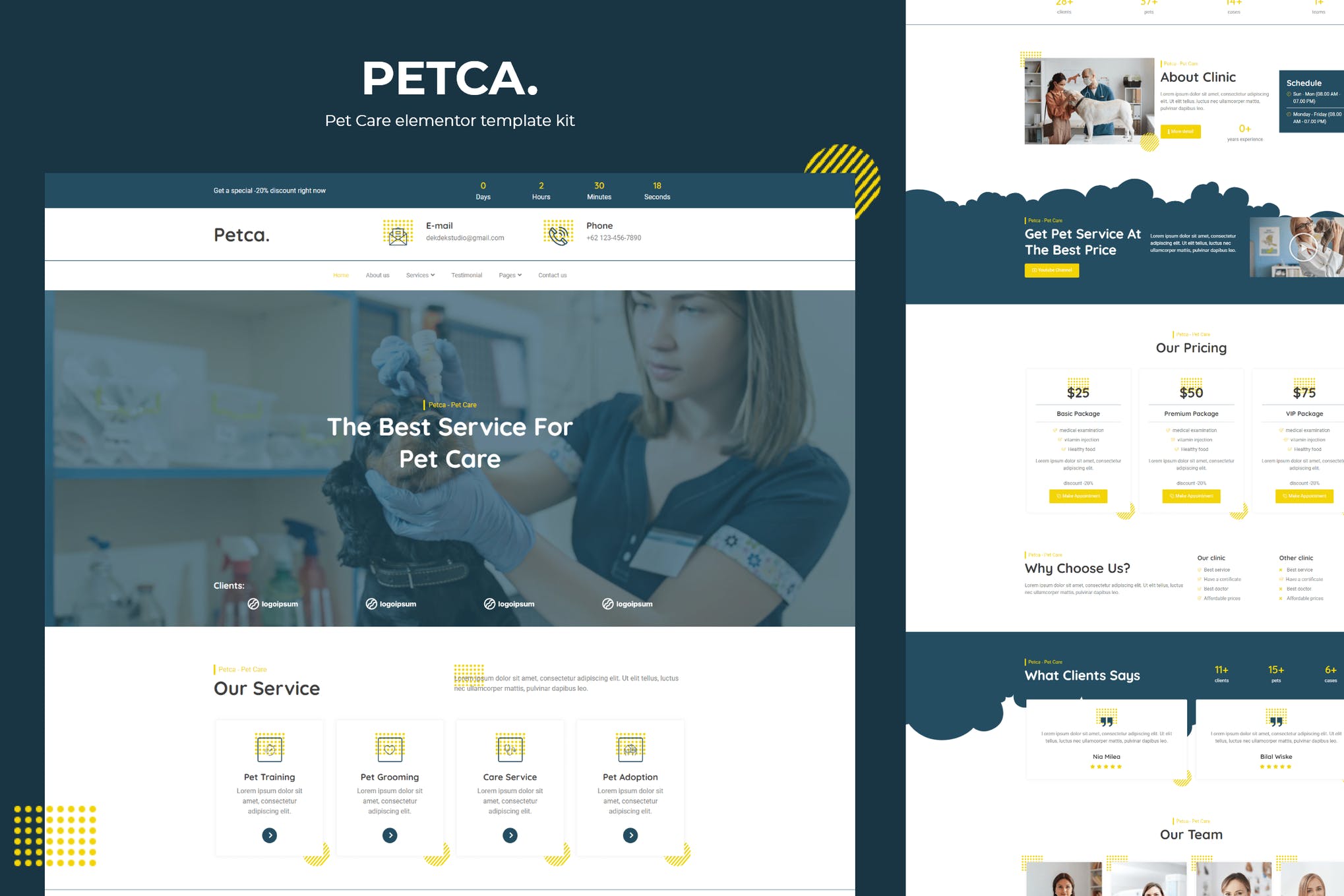 Petca - Pet Care Elementor Template Kit