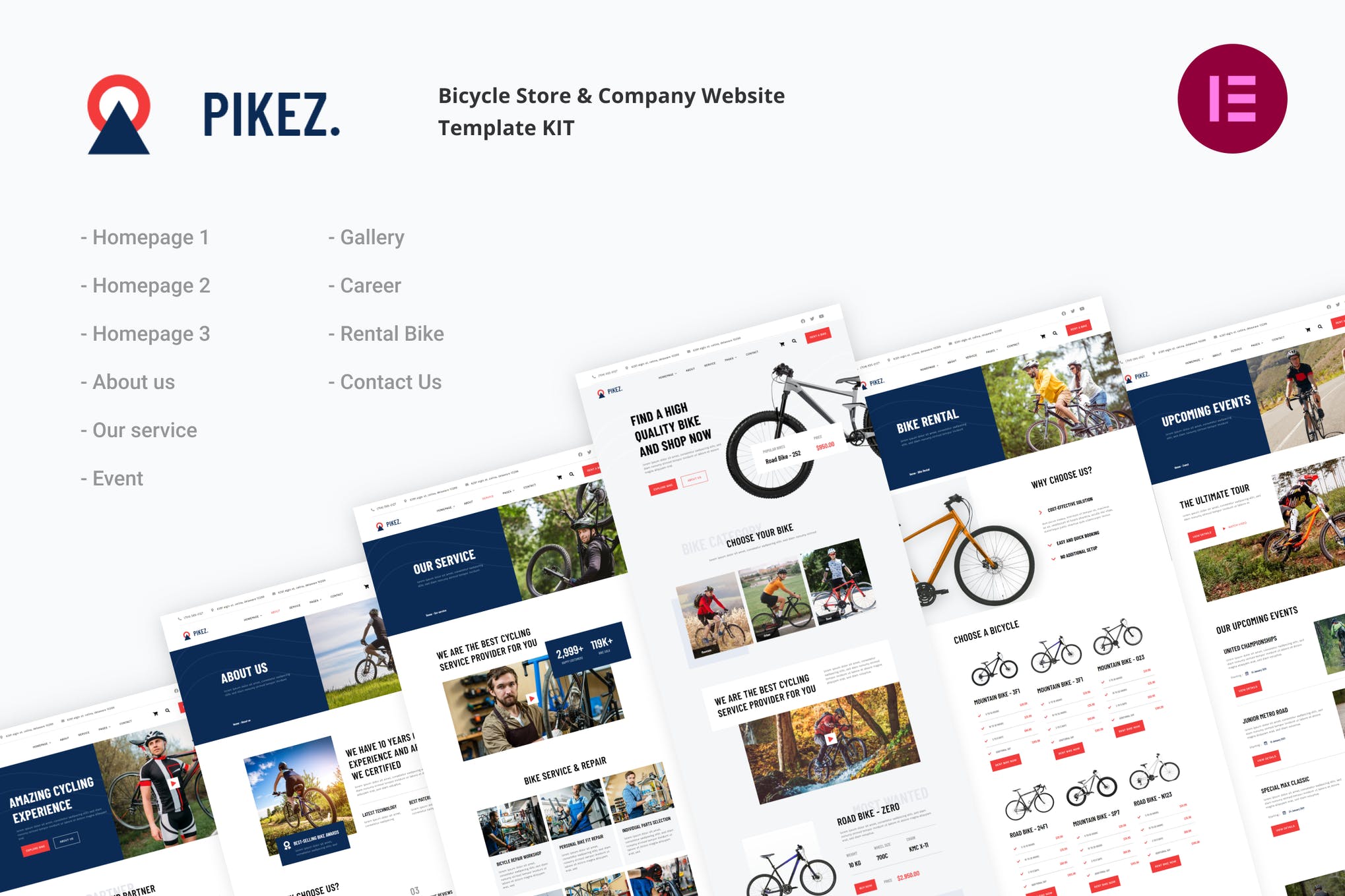 Pikez | Bicycle Store - Company Elementor Template Kit