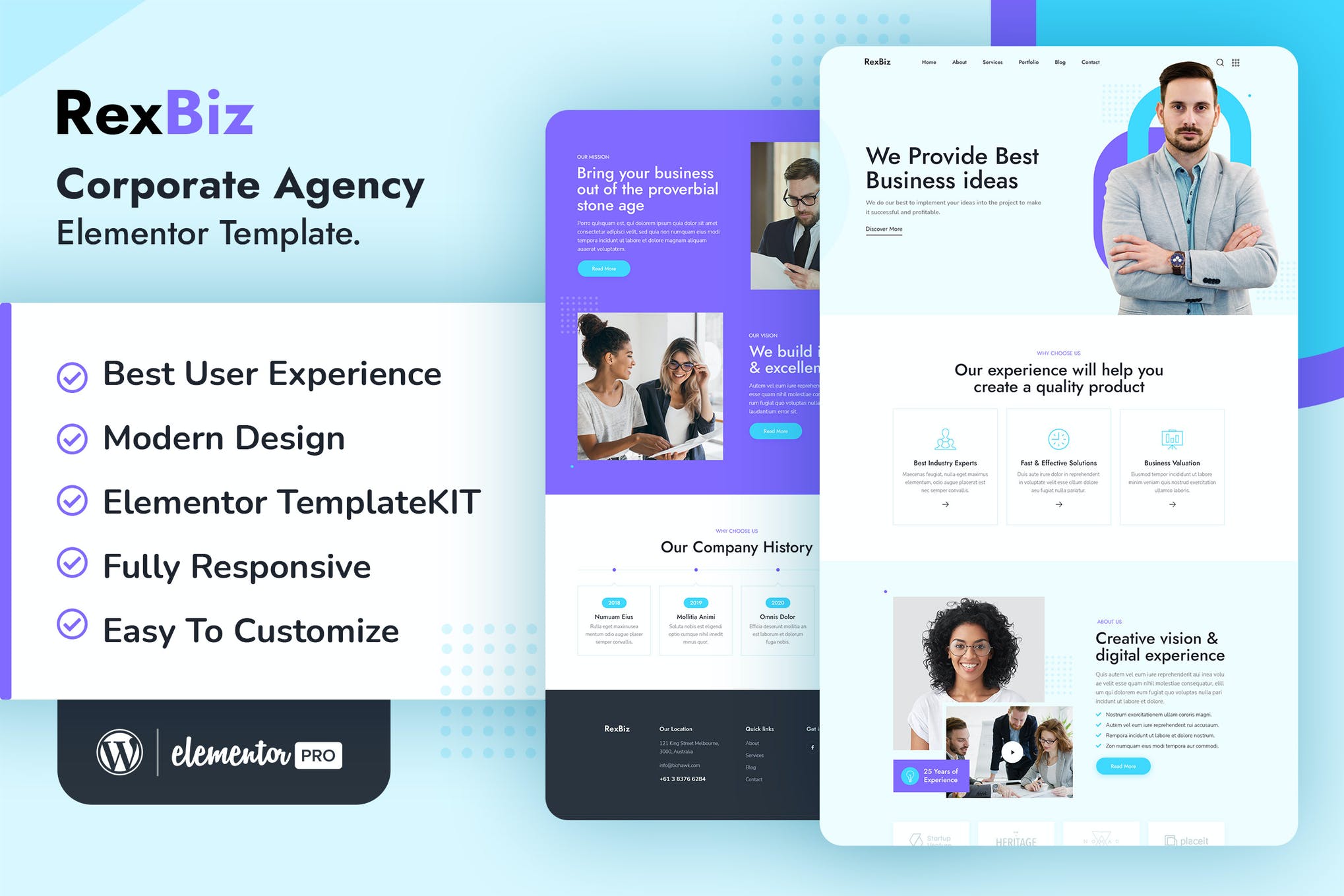 Rexbiz - Corporate Agency Elementor Template Kit