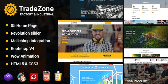 TradeZone - Factory - Industrial One Page HTML Template