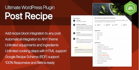 Ultimate Post Recipe - Responsive WordPress Posts Cooking Recipes plugin