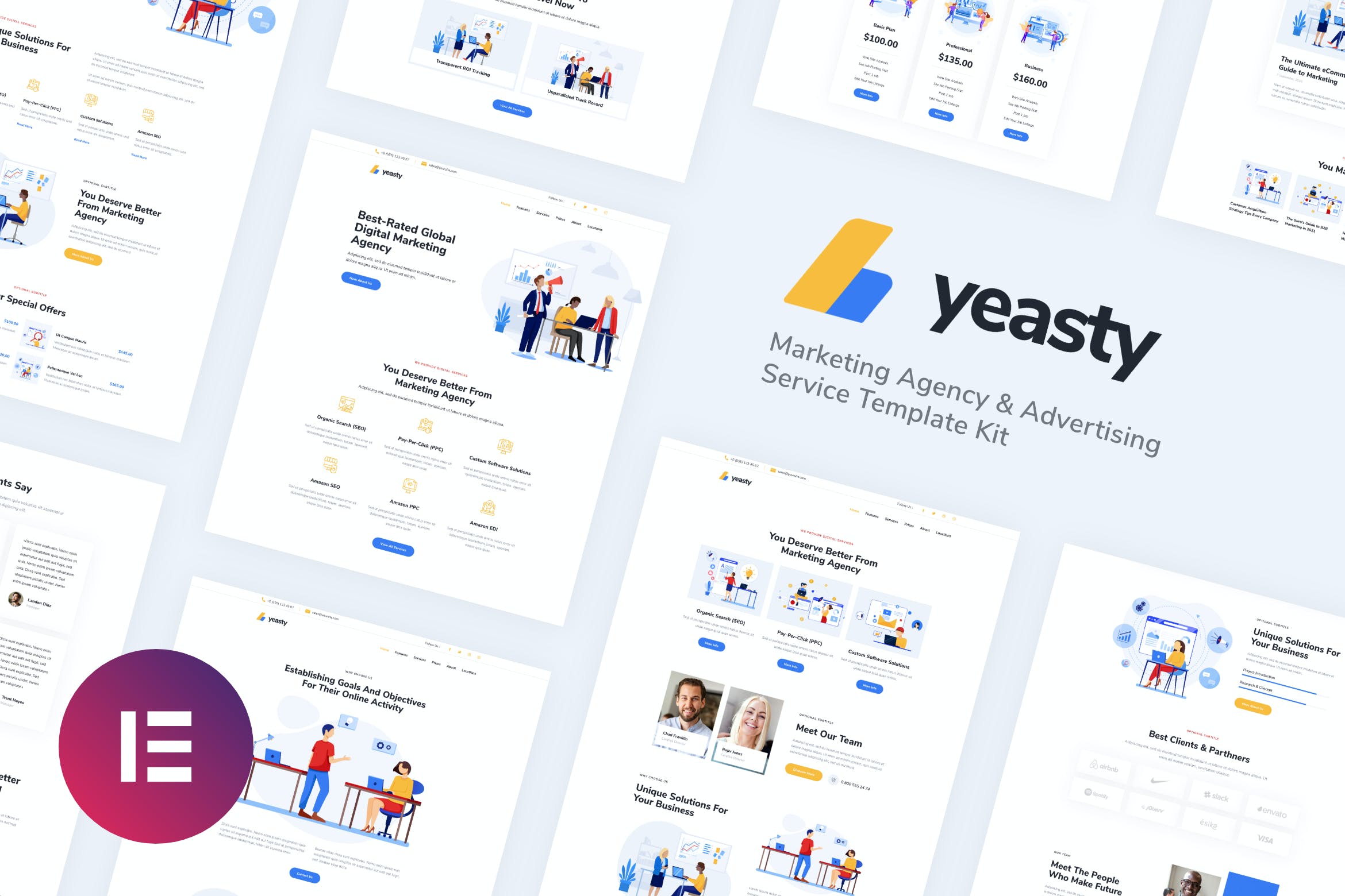 Yeasty | Marketing Agency - Advertising Service Elementor Template Kit