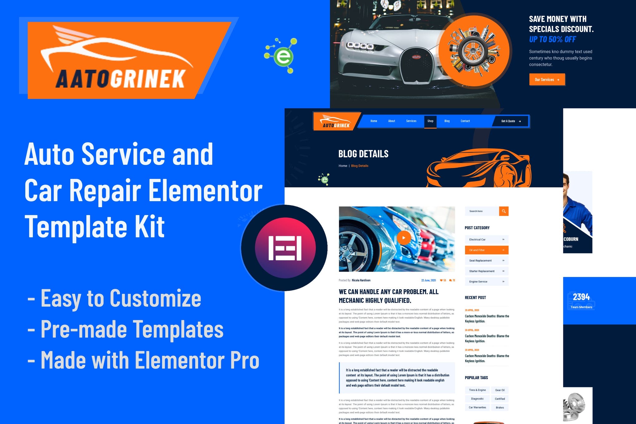 Aatogrinek - Auto Service - Car Repair Elementor Template Kit