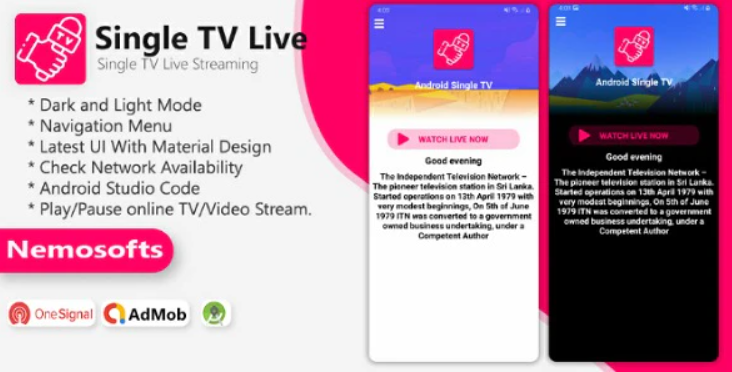 Android TV Channel - Single TV Live Streaming