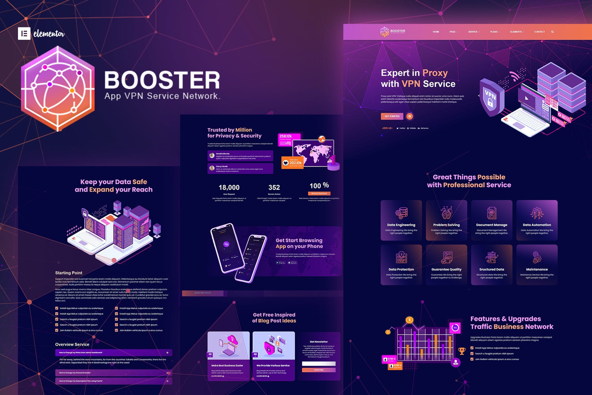 Booster - Proxy - App VPN Service Elementor Template Kit
