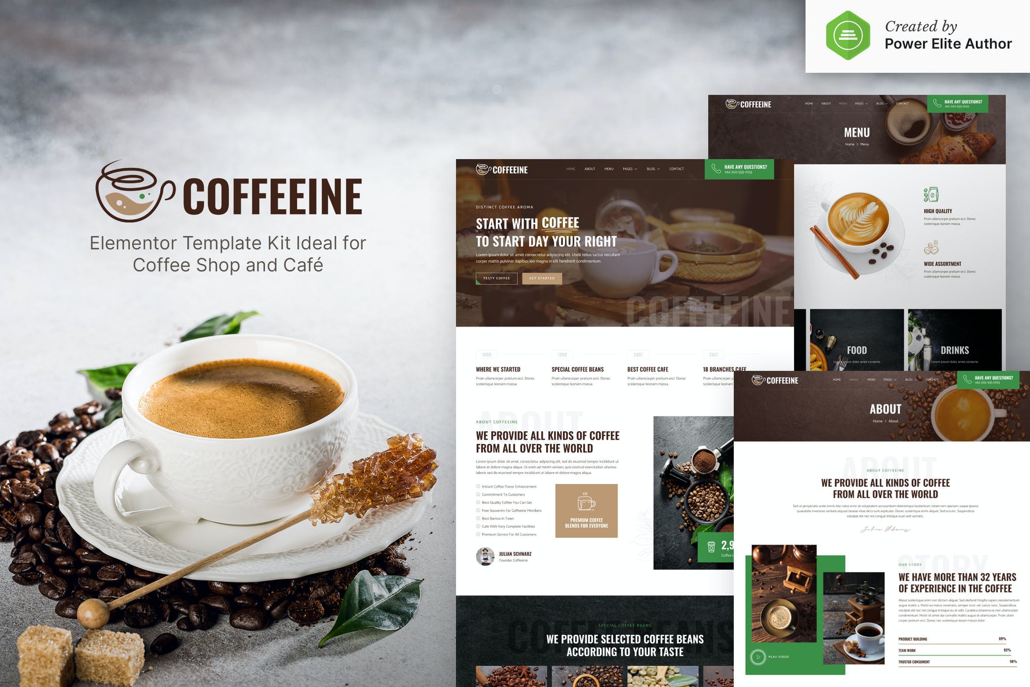 Coffeeine - Coffee Shop - Cafe Elementor Template Kit