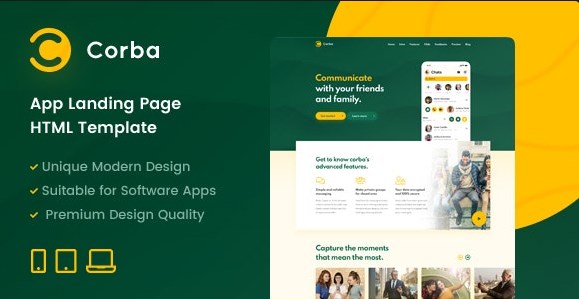 Corba - App Landing Page HTML Template