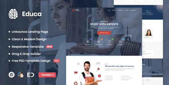 Educa - Distance Education - eLearning Unbounce Landing Page Template