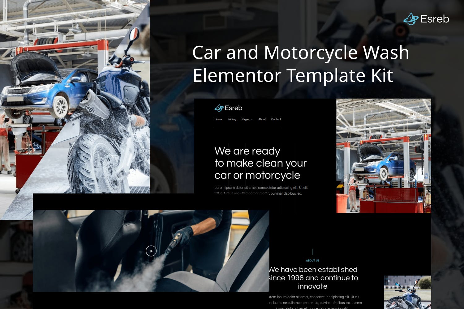 Esreb - Car - Motorcycle Wash Elementor Template Kit