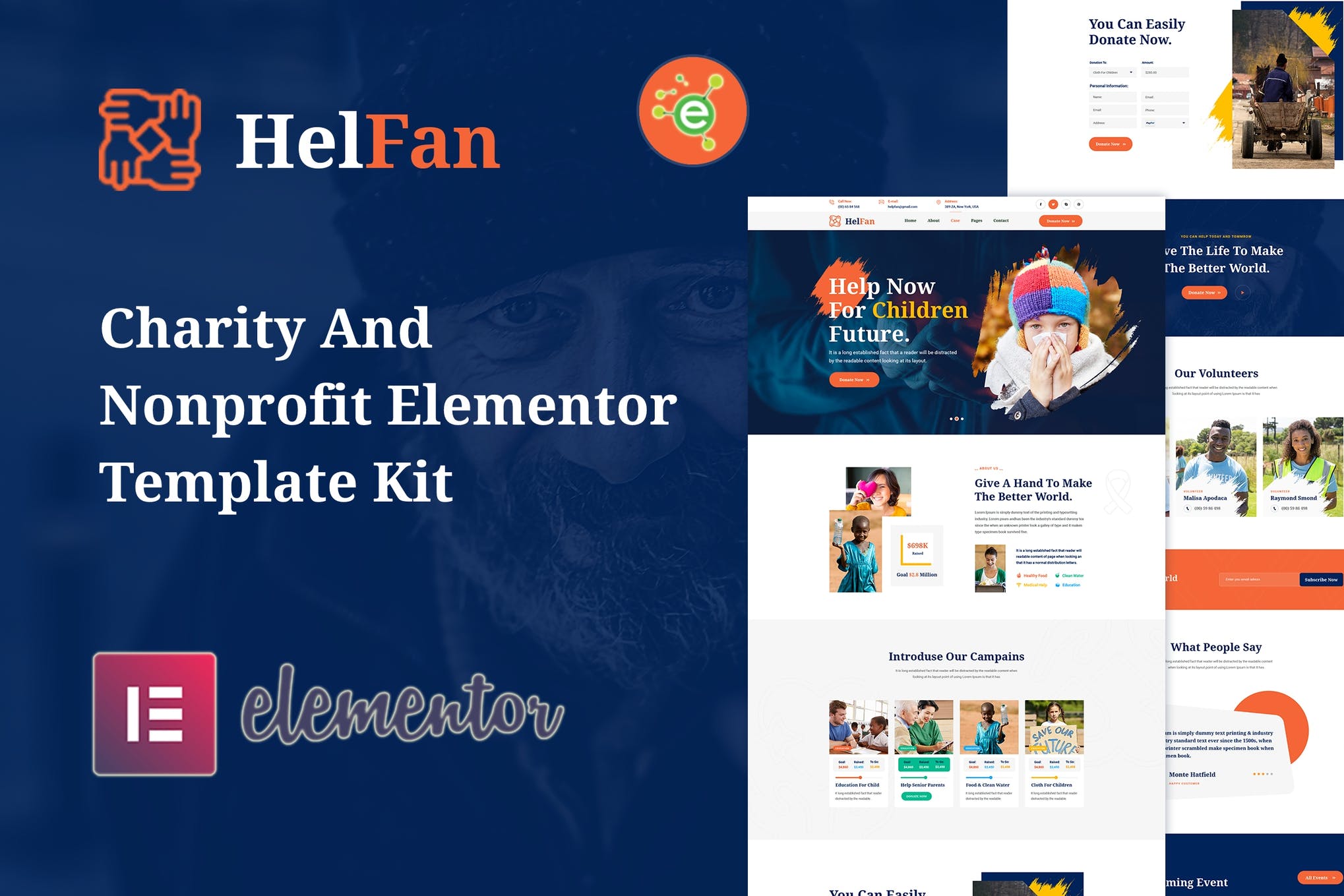 HelFan - Charity and Nonprofit Elementor Template Kit
