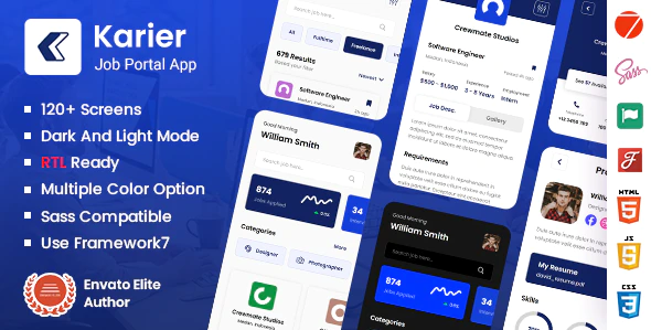 Karier - Job Portal Mobile App Framework PWA Template