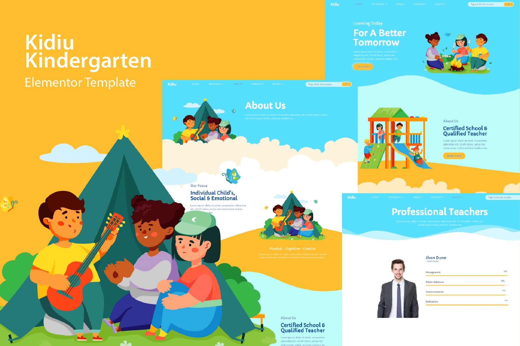 Kidiu Kindergarten - Child Care Elementor Template Kit